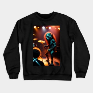 Funny Gollum playing in a heavy metal band graphic design artwork Crewneck Sweatshirt